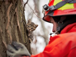 Poster - Kitten Rescue: Firefighter's Compassion