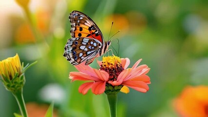 Sticker - Butterfly on Flower