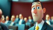 © VirtualVista - 3D cartoon close up of a businessman asking a question during a seminar