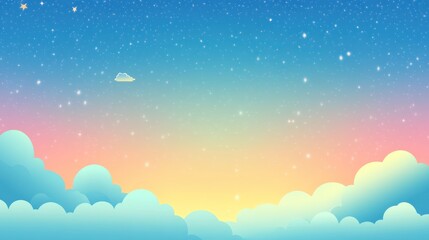 Dreamy Sky with Clouds and Stars