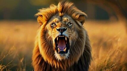 Canvas Print - Majestic Lion Roaring