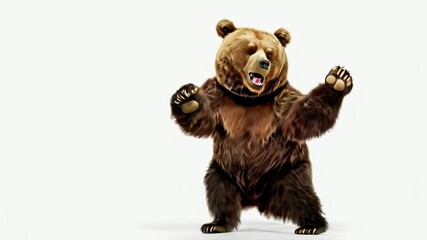 Wall Mural - The bear is dancing on a white background