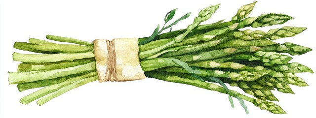 Wall Mural - Bunch of asparagus Organic vegetables Hand drawn watercolor botanical illustration