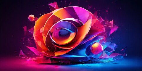 Poster - A colorful abstract flower made of geometric shapes