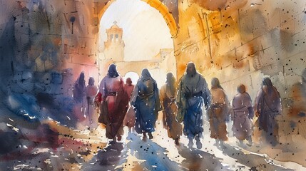 Jesus' Ministry in Watercolor: Beautifully Depicted Artwork