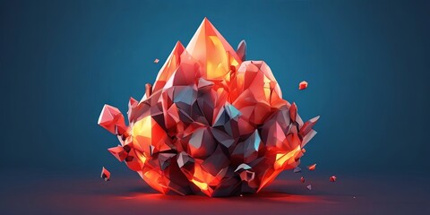 Poster - A large, red, jagged rock with a blue background