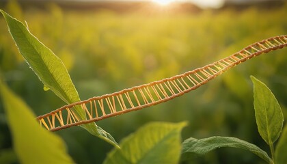 DNA as vines entwined with leaves showing biotechs impact on nature Depict the potential impact of biotechnology on society 5