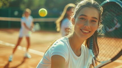 Outdoor Team Tennis: Young and Beautiful Players in Action