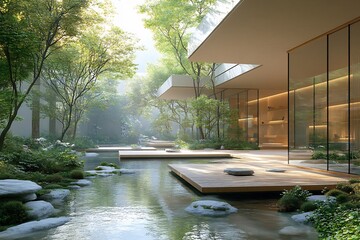 Wall Mural - Modern museum integrating natural light and green spaces