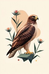 Canvas Print - Hawk Illustration with Geometric Style