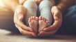 © NILSEN Studio - A parent gently cradling a baby's tiny feet with both hands, bathed in warm, soft lighting, symbolizing love and protection in an intimate moment.