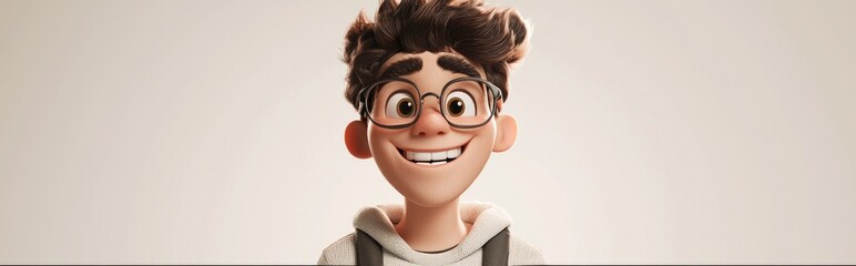 3D cartoon of a stylish teenage guy with a joyful expression smiling against a plain backdrop representing a fun lifestyle theme