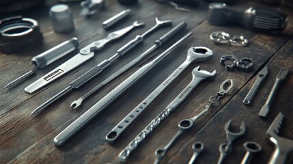 Sticker - Assortment of Tools on a Wooden Surface