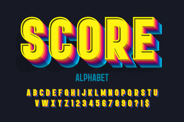 Wall Mural - colorful retro alphabet design design, original letters and numbers.