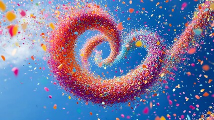 Wall Mural - Confetti Spiral in a Blue Sky