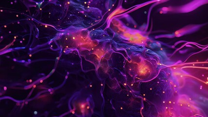 Poster - Fluorescent microscopy image showing microglia cells surrounding a damaged neuron potentially protecting it from further injury.