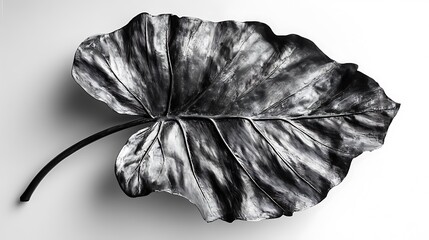 Canvas Print - Large, black and white leaf isolated on white background.