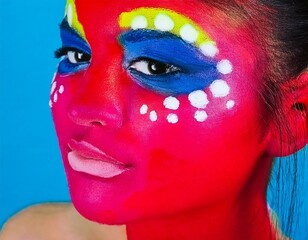 Poster - makeup face painting color portrait woman party