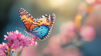 Wall Mural - a butterfly that is sitting on a flower in the sun light of the day