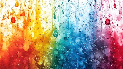 Poster - Abstract Rainbow Liquid Dripping and Bubbles Pattern Background