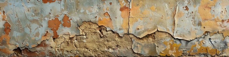 Canvas Print - Aged wall exhibiting visible paint degradation