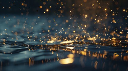 Wall Mural - Golden Sparkles on Water Surface