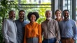 © The Little Hut - Team of happy diverse people meeting at professional business event Group portrait smiling young senior multiethnic men and women in smart casual wear in modern office interior with bi : Generative AI
