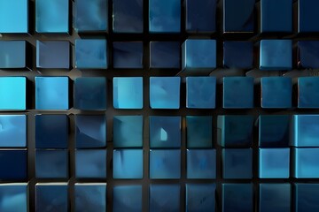 Poster - Motion design tech corporate background with abstract blue square shapes. Seamless loop Generative AI