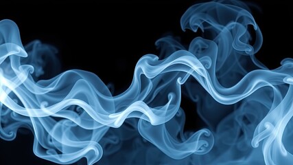 Wall Mural - Smoke on black, wavy smoke on black isolated background, wavy smoke and black screen wallpaper,