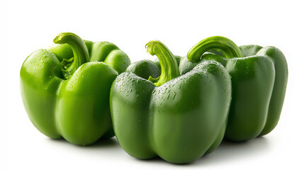 Wall Mural - Fresh sweet green bell peppers on a white background. green peppers isolated 