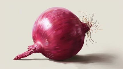 close up of red onion isolated on solid background