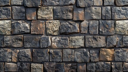 Wall Mural - Medieval stone wall background with varied block sizes and space for text