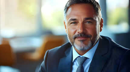 Poster - A professional man in a suit smiling confidently at the camera.