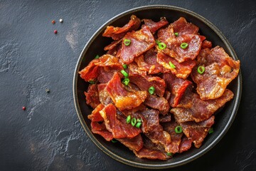 Sticker - overhead plate of pork jerky