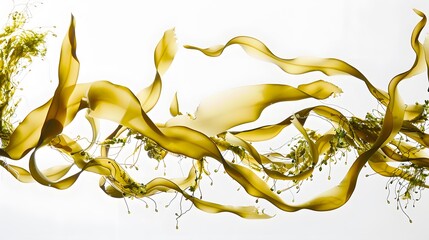 Wall Mural - swaying kelp seaweed isolated on white background. 