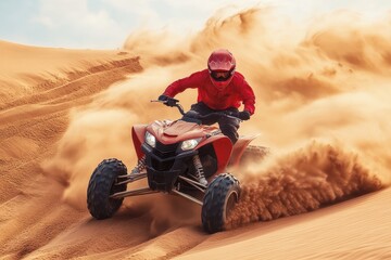 Wall Mural - Teen on ATV turning in sandy dunes