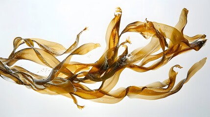 swaying kelp seaweed isolated on white background. 