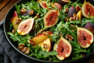 Sticker - Vegan paleo fall salad with figs arugula peach apple nuts honey