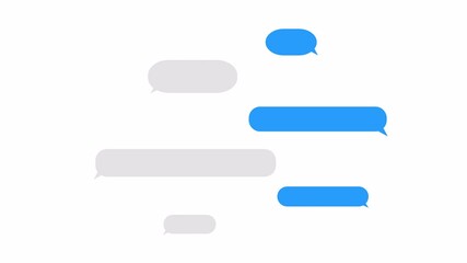 typing text message cloud conversation,  text SMS message chatting bubbles message cloud on white screen, animation text message with alpha channel.