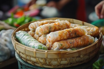 Vietnamese dish with pork shrimp vegetables bún and more