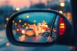 © LimeSky - View of traffic flow in left rear mirror at dusk