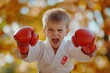 © LimeSky - Young boy in karate outfit practicing outdoors