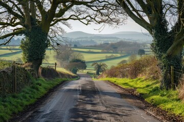 Wall Mural - High quality photo of scenic English country road