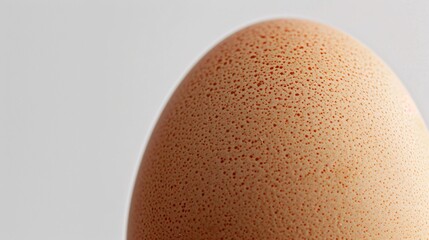 2. Close-up of a fresh organic egg, isolated on white, showing the fine details of its shell and the soft gradient of its natural hues