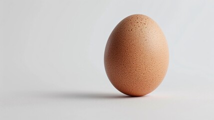 2. Close-up of a fresh organic egg, isolated on white, showing the fine details of its shell and the soft gradient of its natural hues