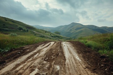 Wall Mural - Muddy hills for motocross and extreme sports