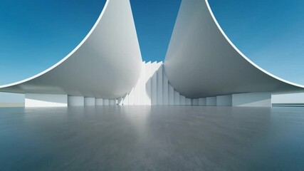 Wall Mural - 3d render of abstract curve structure futuristic architecture with empty concrete floor