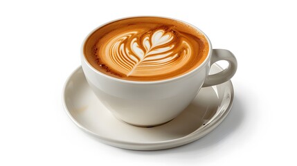 Wall Mural - Cup of coffee latte isolated on white backgroud with clipping path. 