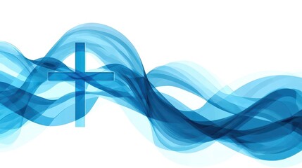 Abstract blue wave pattern merging with a medical cross, healthcare network design