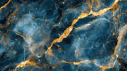 Sticker - Blue and Gold Marble Texture Background